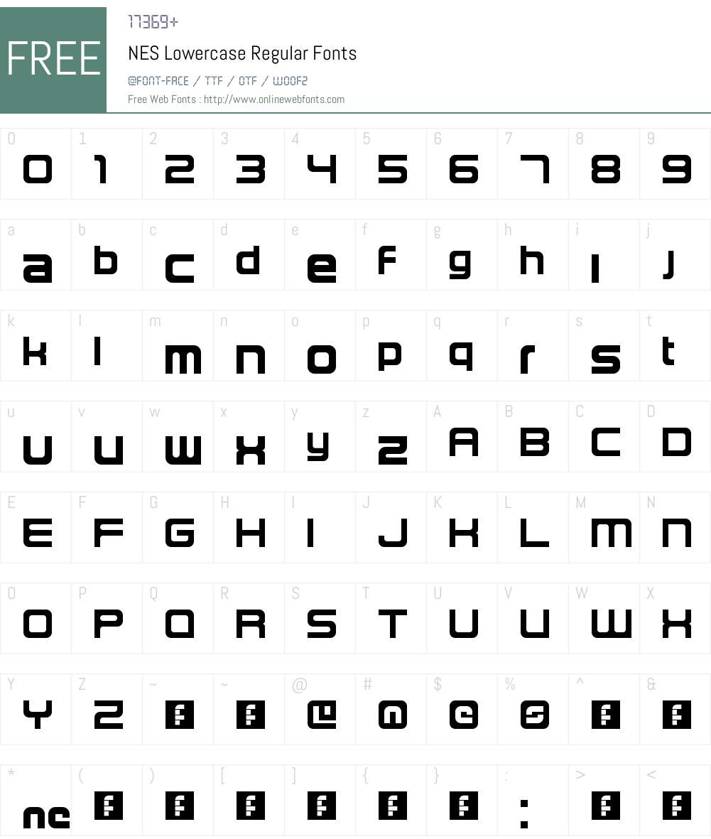 NES Lowercase Font Screenshots
