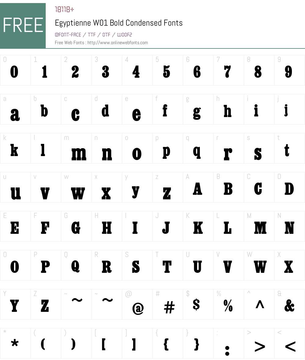 EgyptienneW01-BoldCondensed Font Screenshots