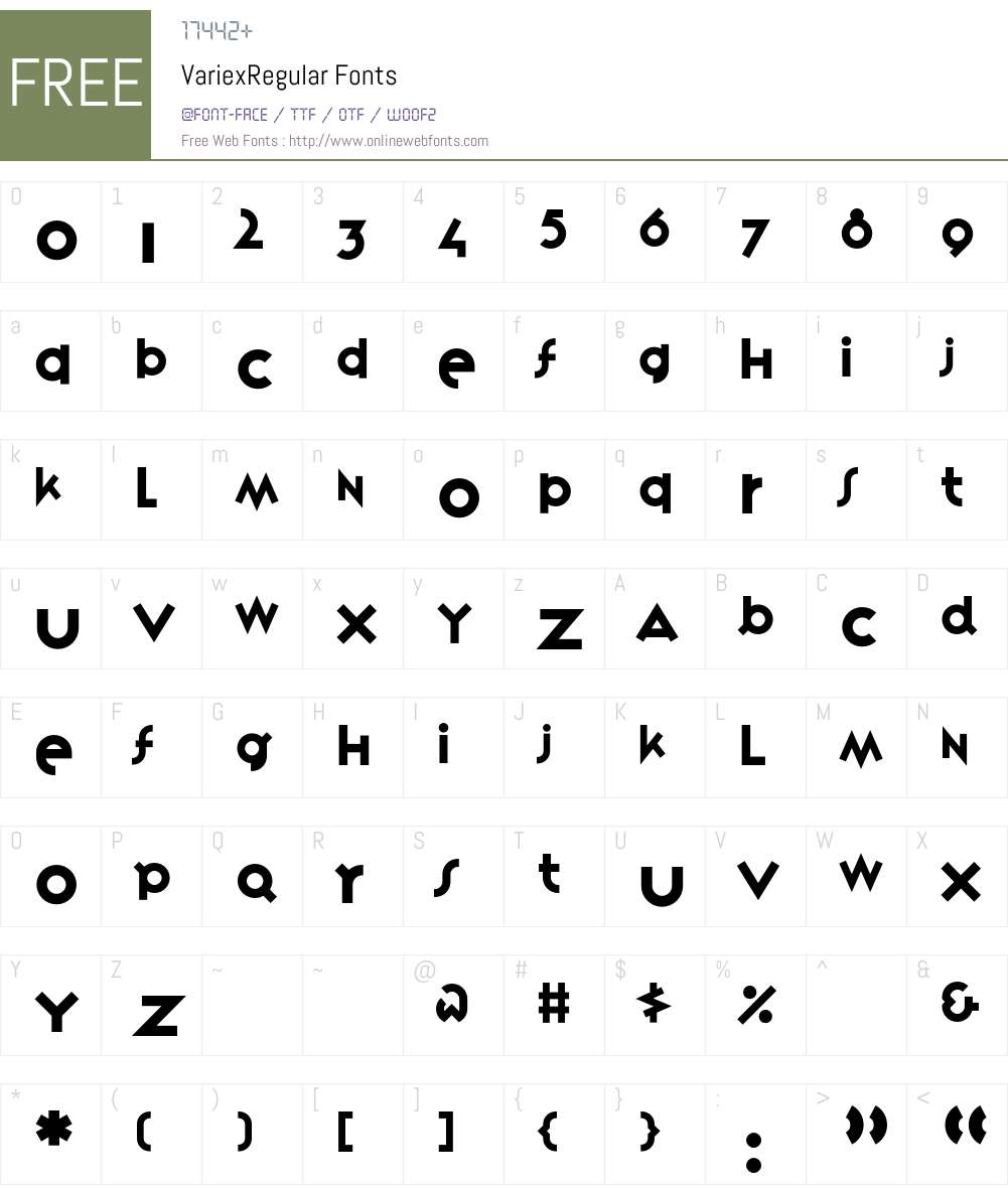 VariexRegular Font Screenshots