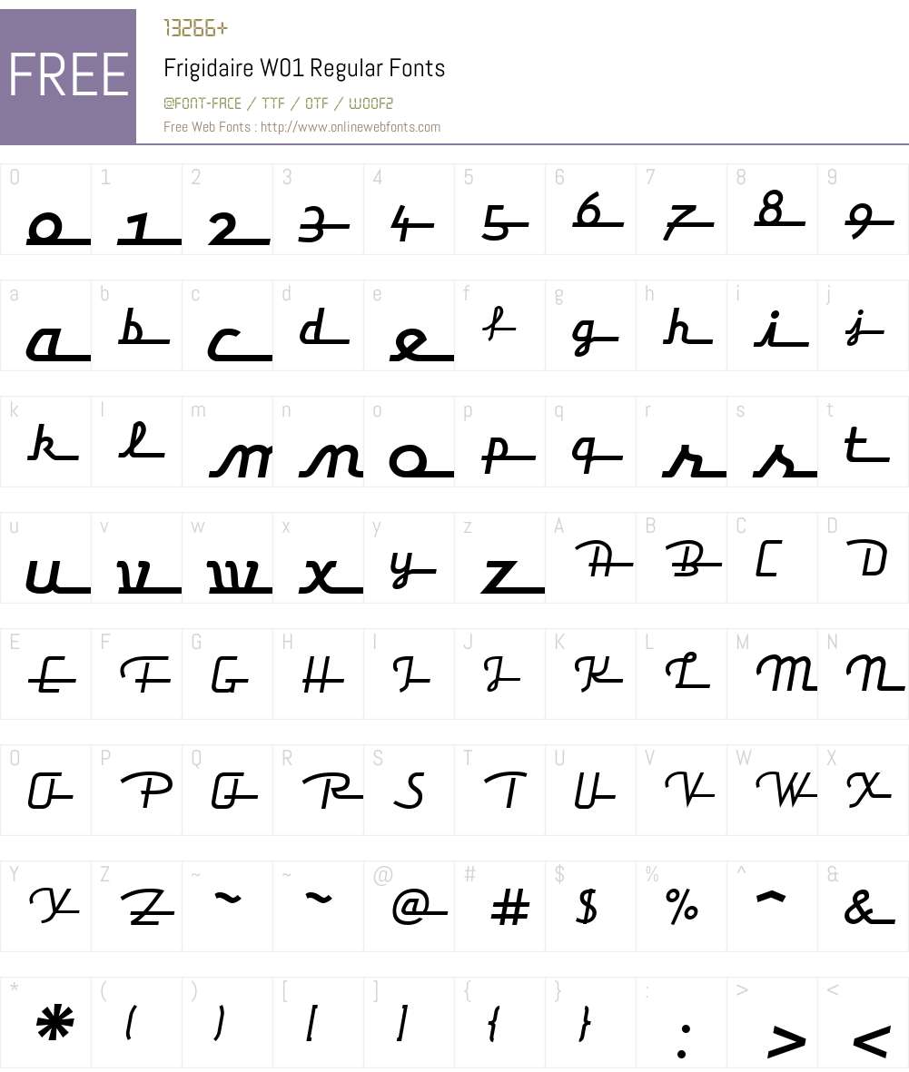 FrigidaireW01-Regular Font Screenshots