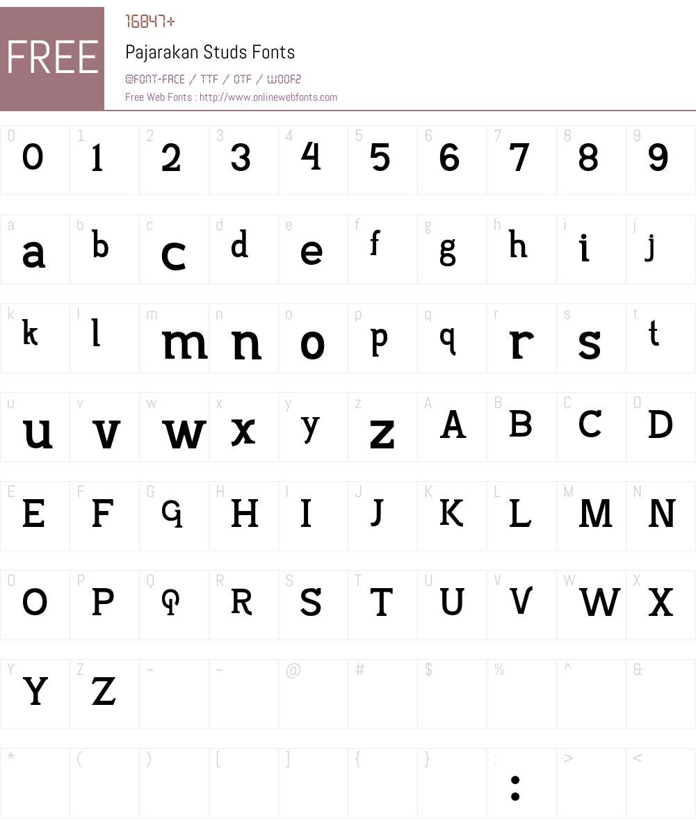 Pajarakan Studs Font Screenshots