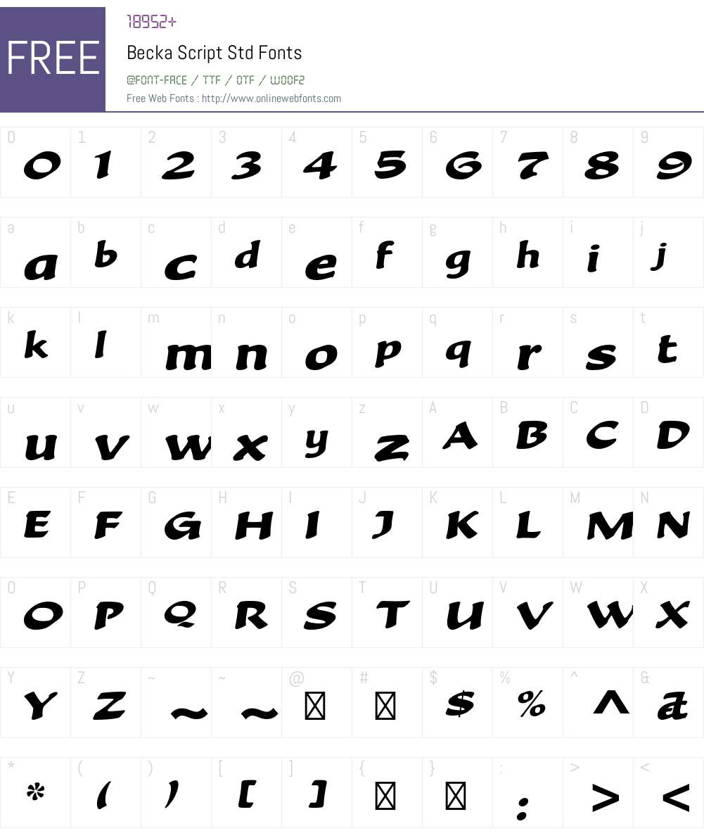 Becka Script Std Font Screenshots