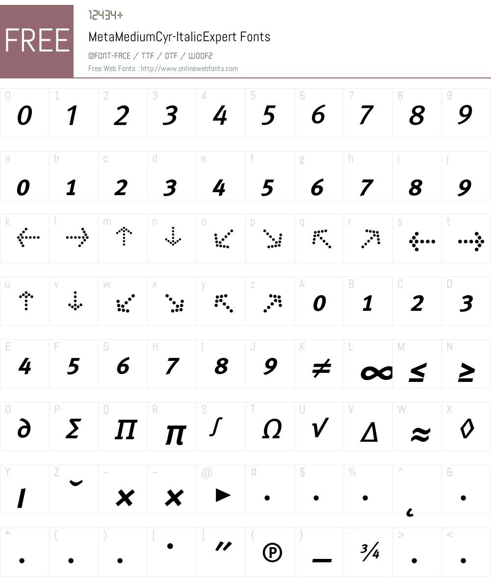 MetaMediumCyr-ItalicExpert Font Screenshots