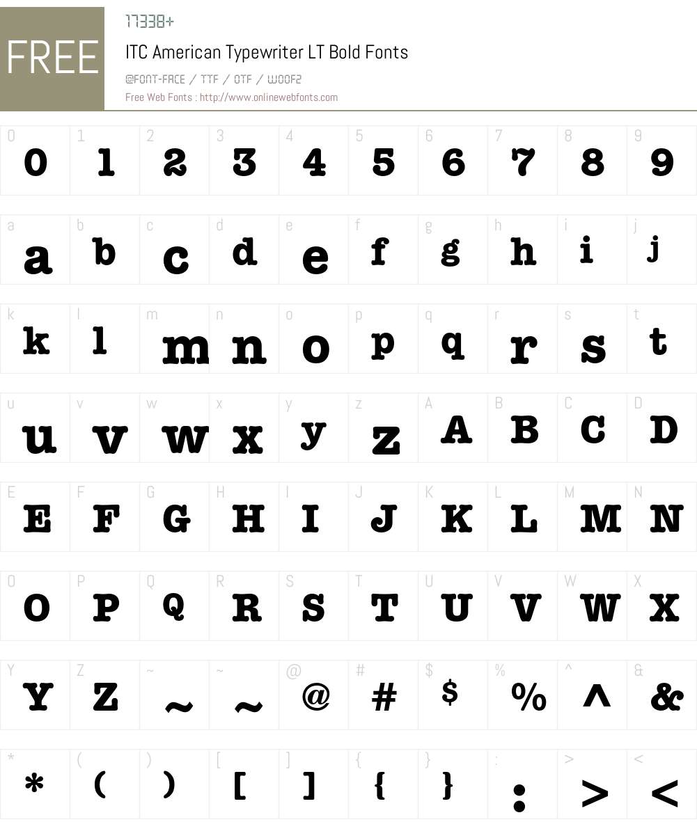 ITC American Typewriter LT Font Screenshots
