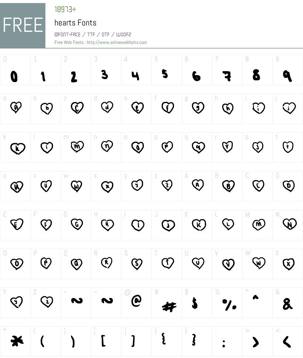 hearts Font Screenshots