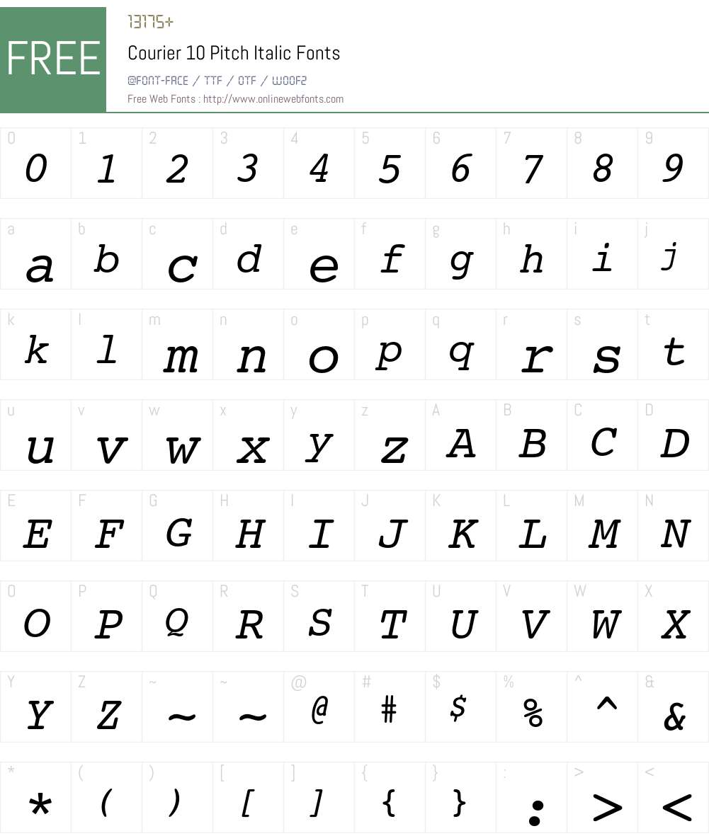 Courier 10 Pitch Font Screenshots