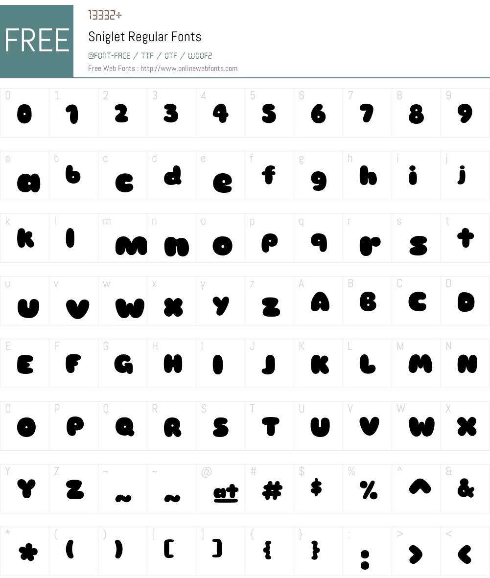 Sniglet Font Screenshots