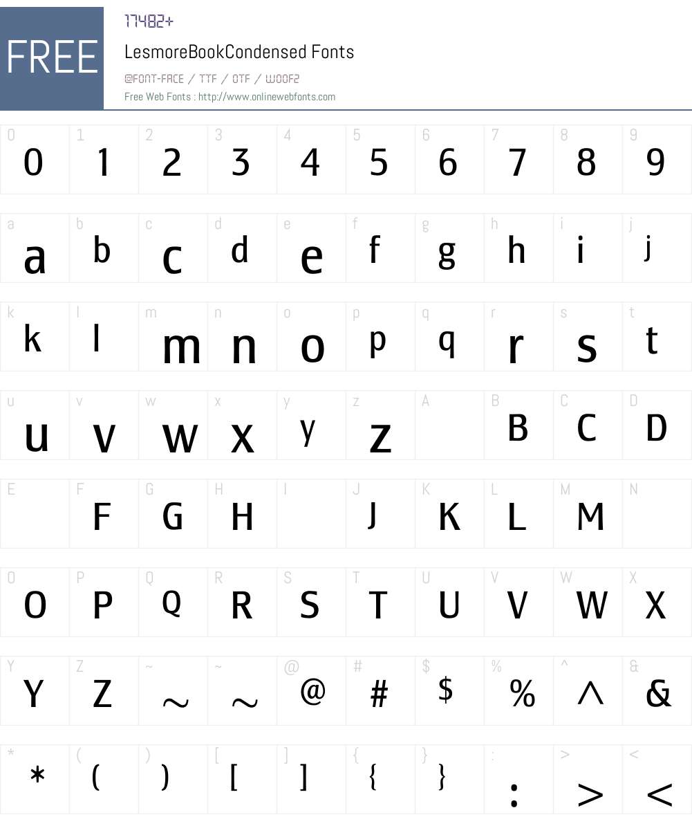 LesmoreBookCondensed Font Screenshots