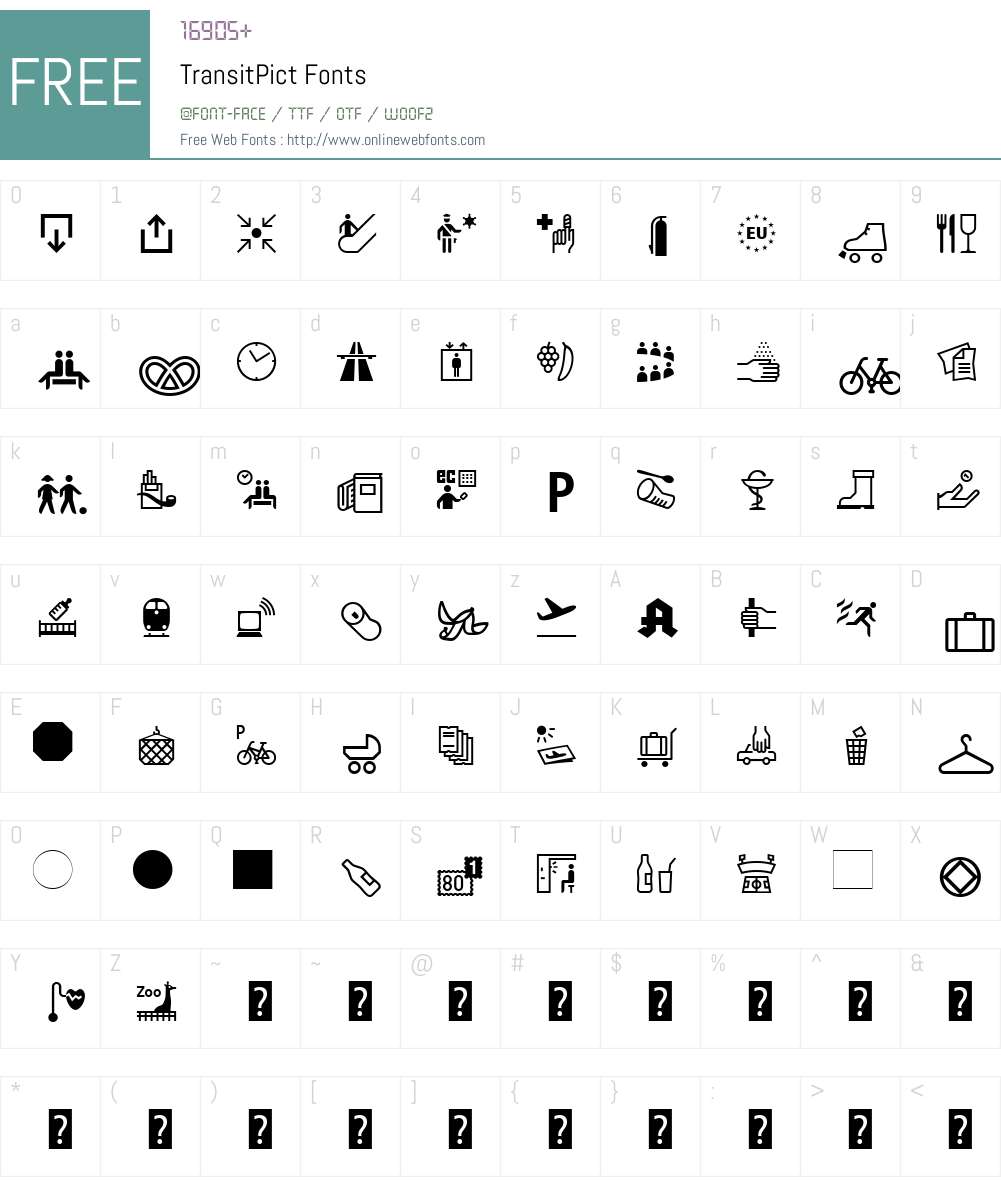 TransitPict Font Screenshots