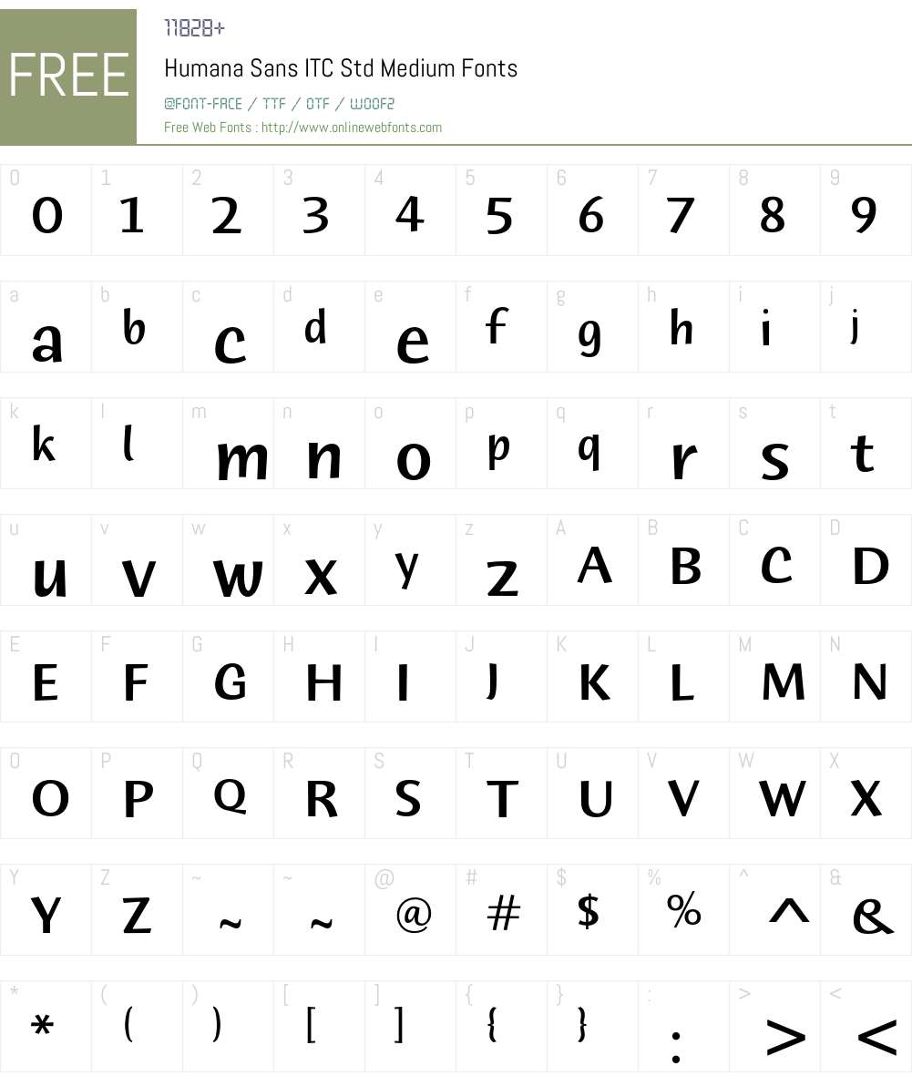 Humana Sans ITC Std Font Screenshots