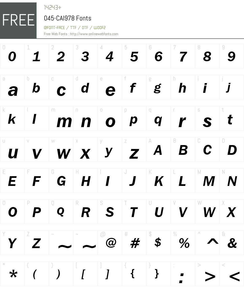 045-CAI978 Font Screenshots
