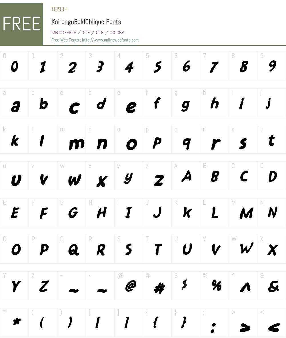 KairenguBoldOblique Font Screenshots