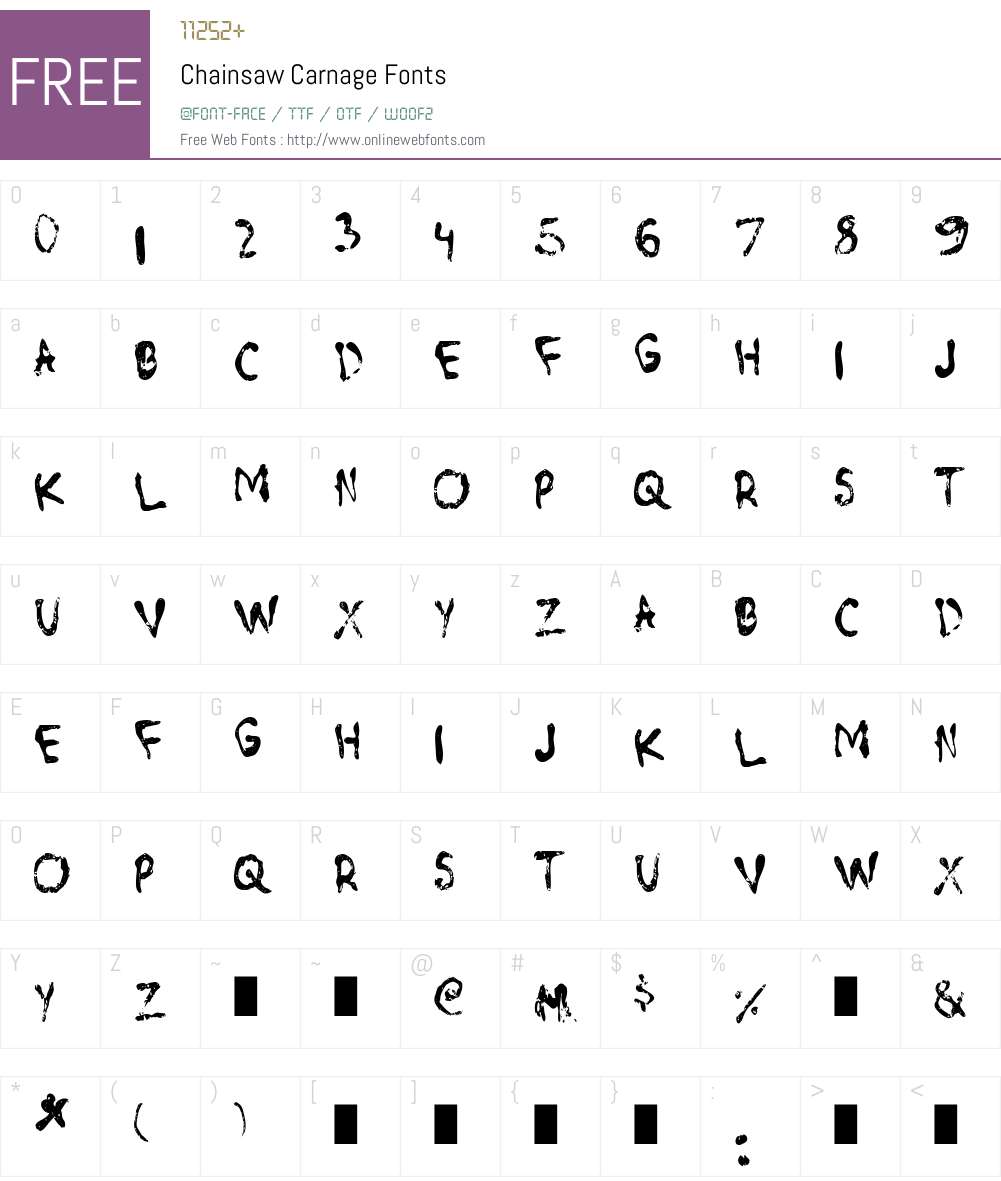 Chainsaw Carnage 1.00 Fonts Free Download