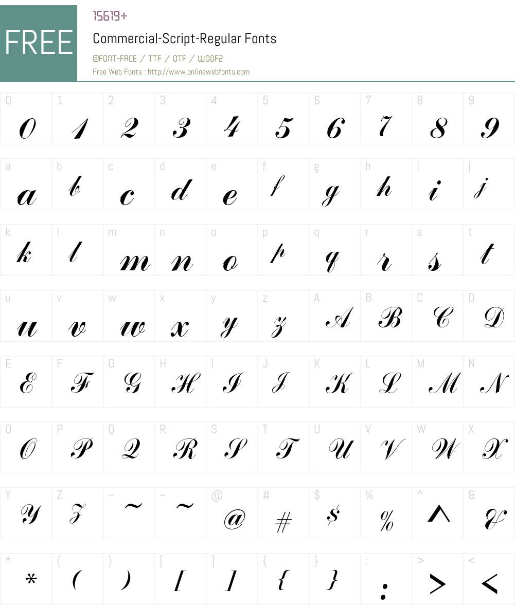 Commercial-Script Font Screenshots