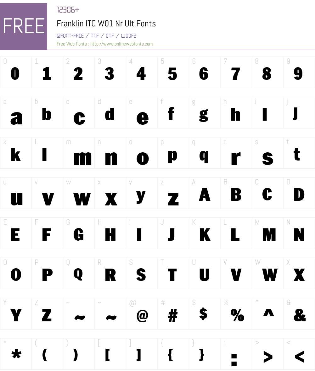 FranklinITCW01-NrUlt Font Screenshots