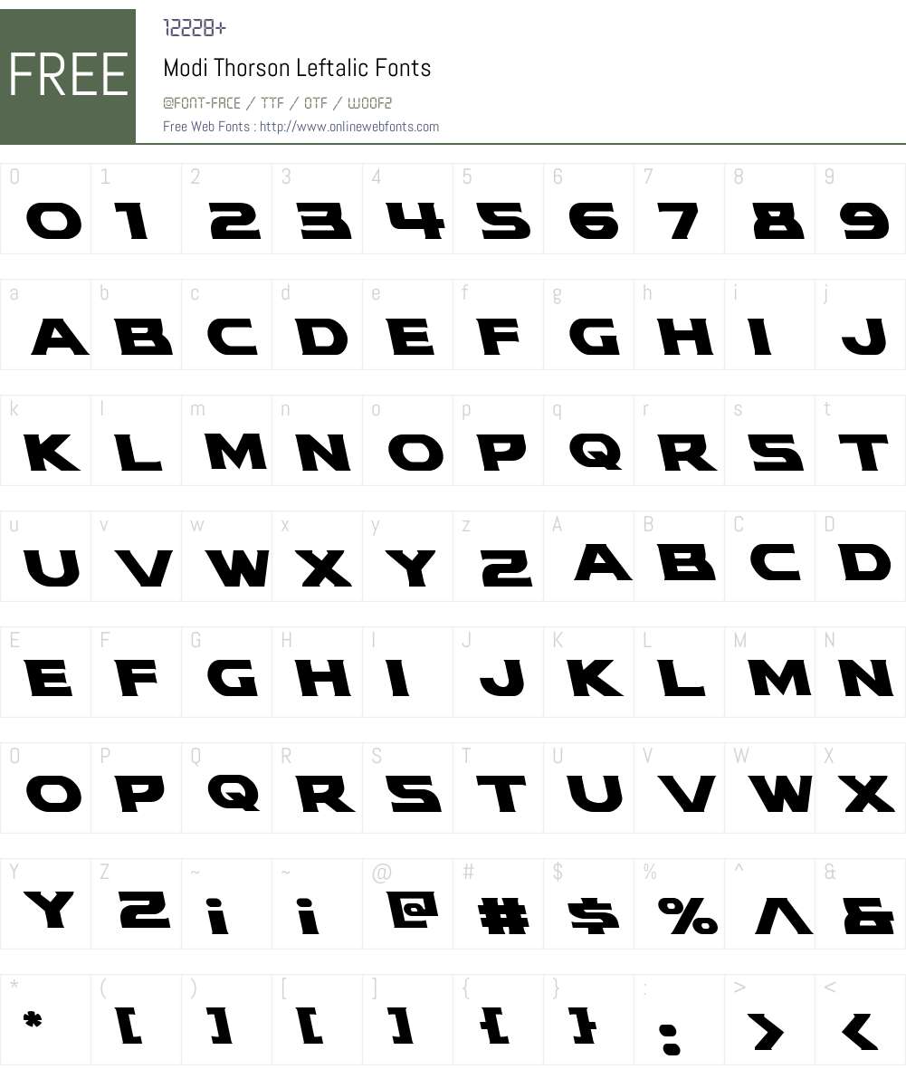 Modi Thorson Leftalic Font Screenshots