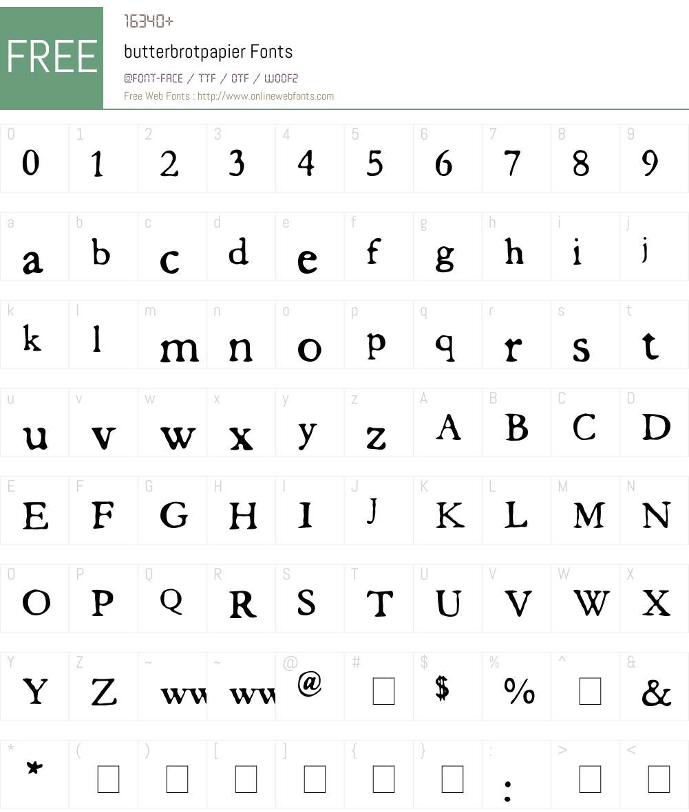 butterbrotpapier Font Screenshots