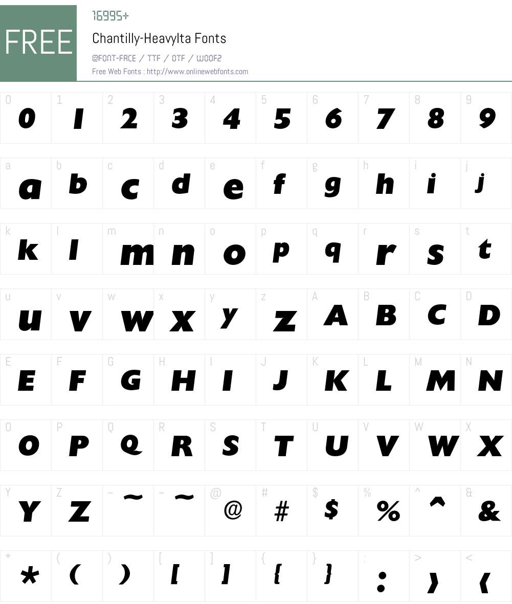 Chantilly-HeavyIta Font Screenshots