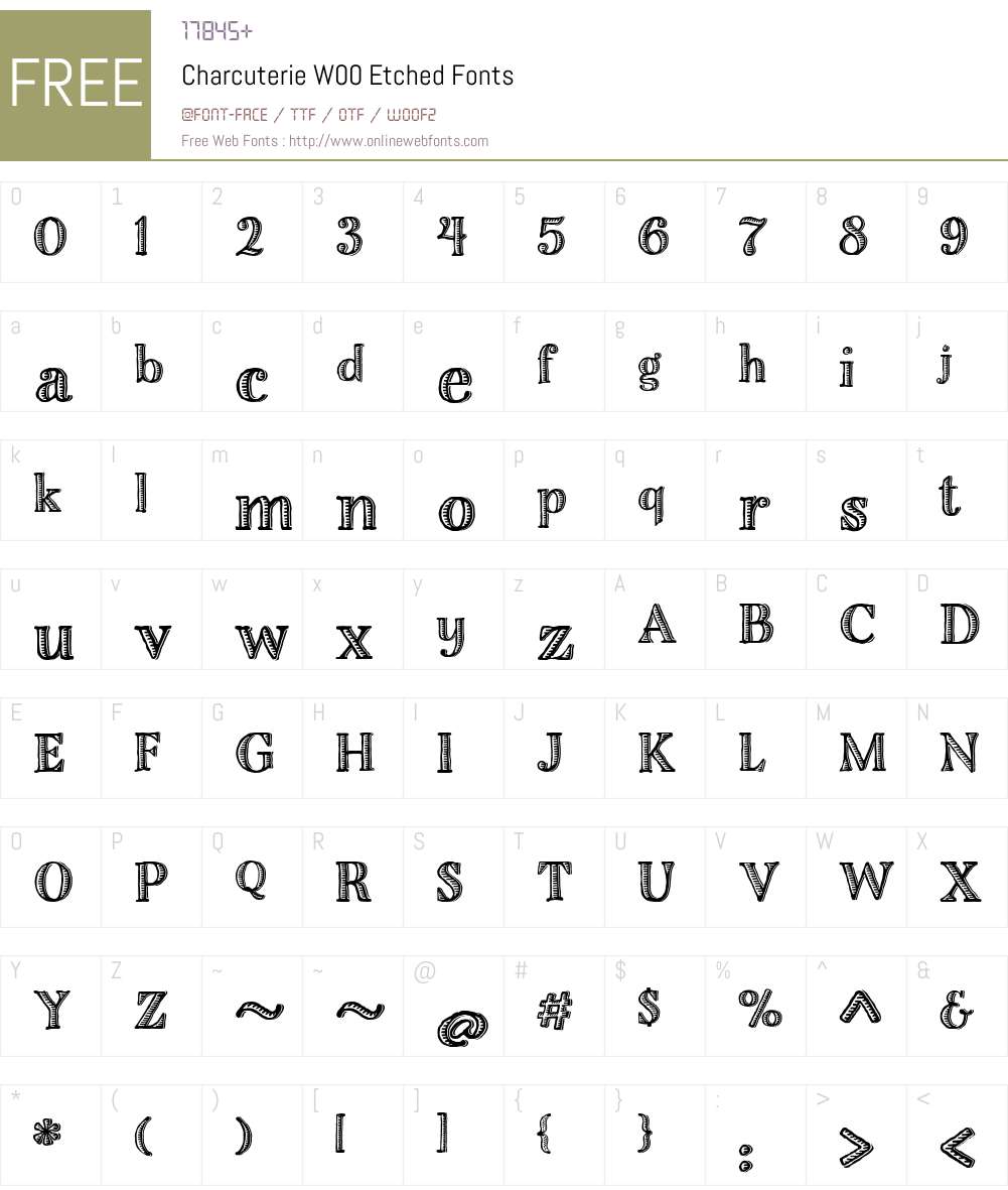CharcuterieW00-Etched Font Screenshots