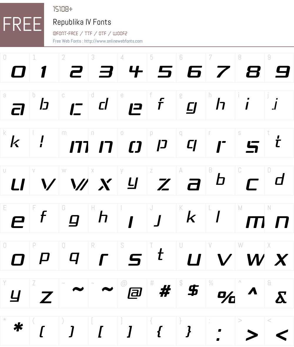 Republika IV Font Screenshots