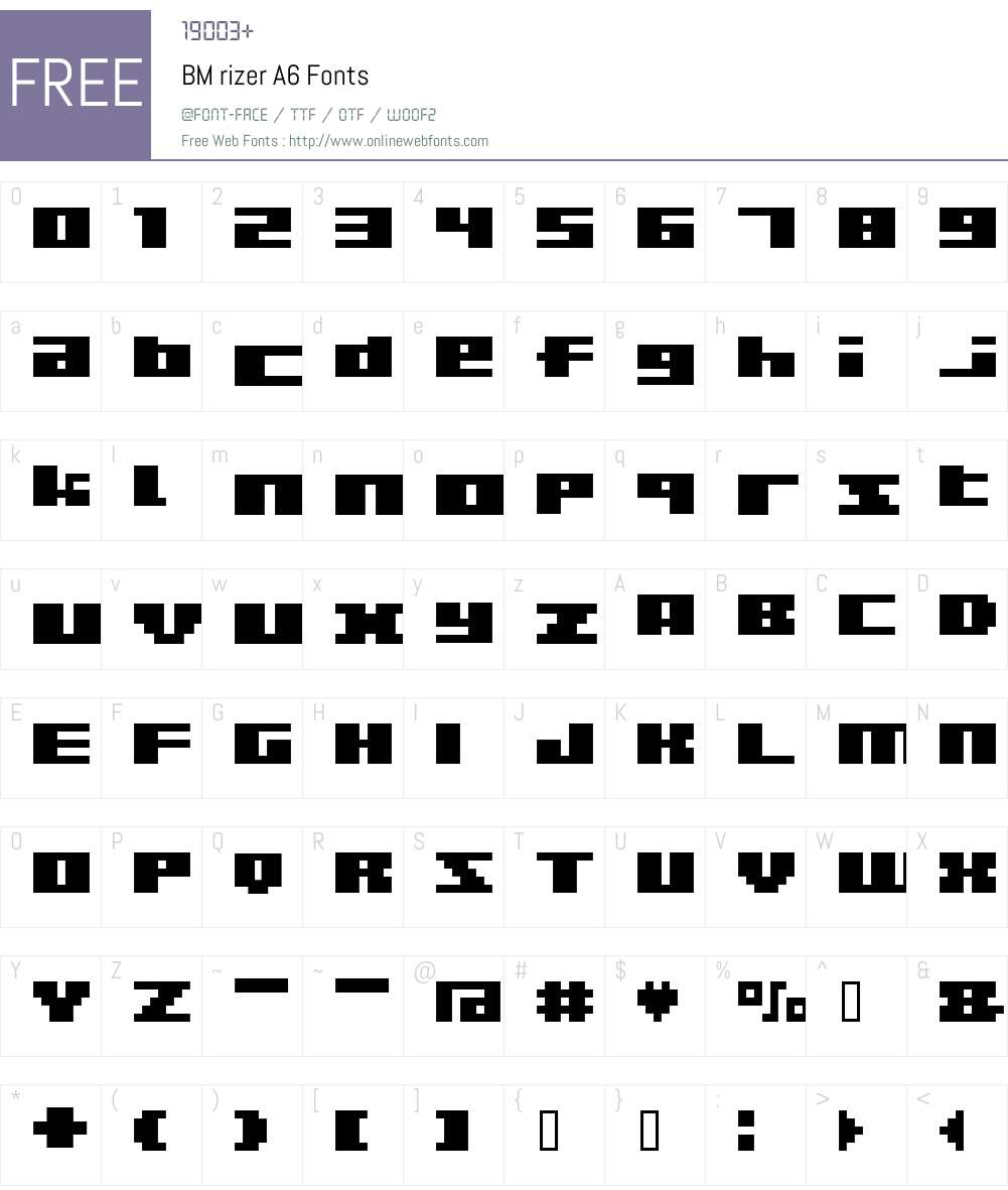 BM rizer Font Screenshots