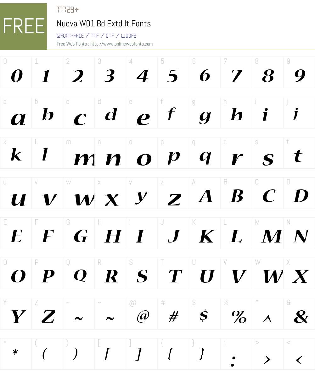 NuevaW01-BdExtdIt Font Screenshots
