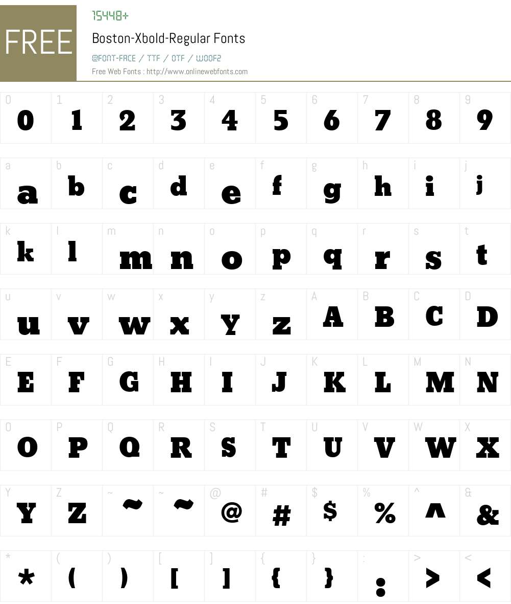 Boston-Xbold Font Screenshots