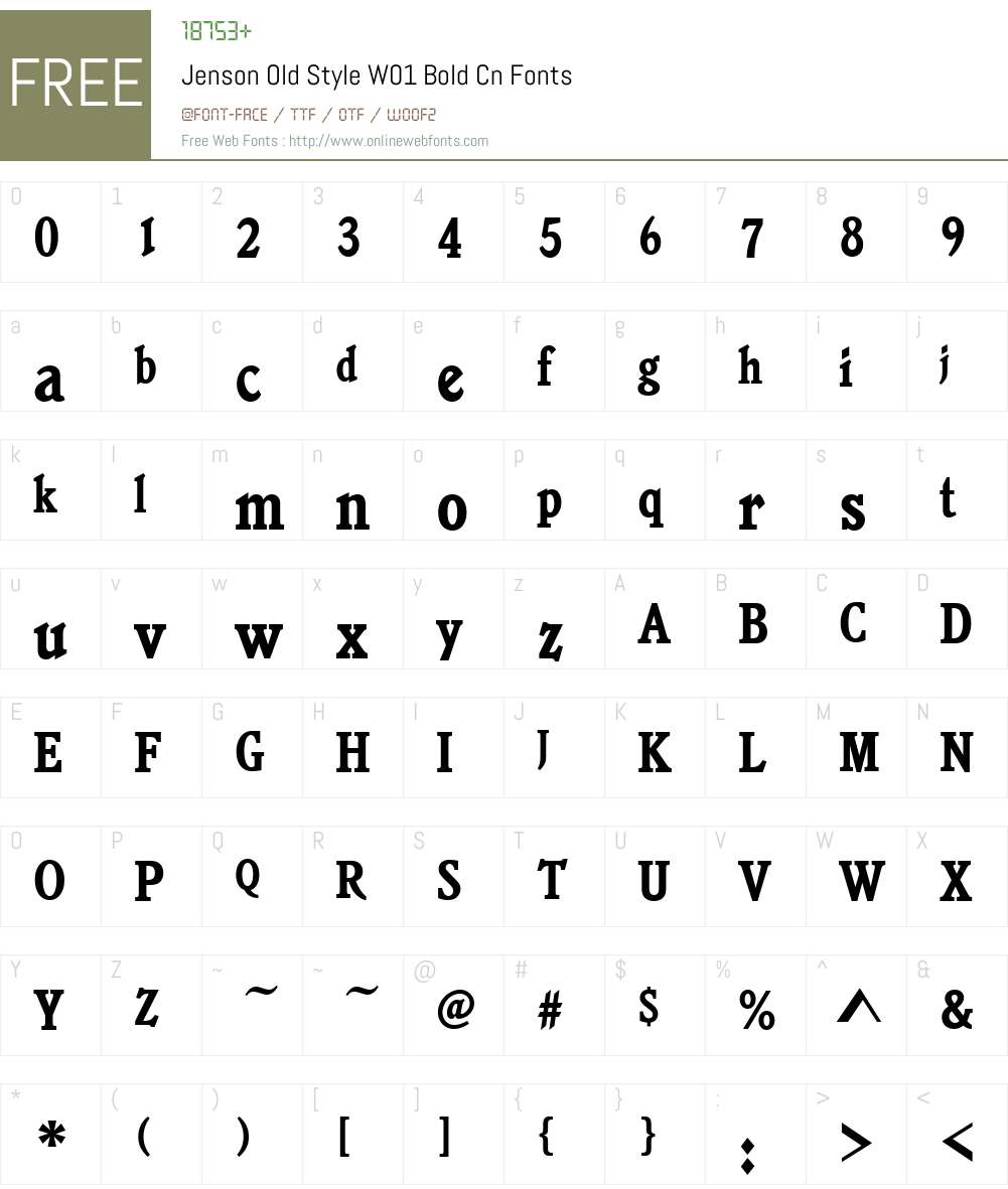 JensonOldStyleW01-BoldCn Font Screenshots