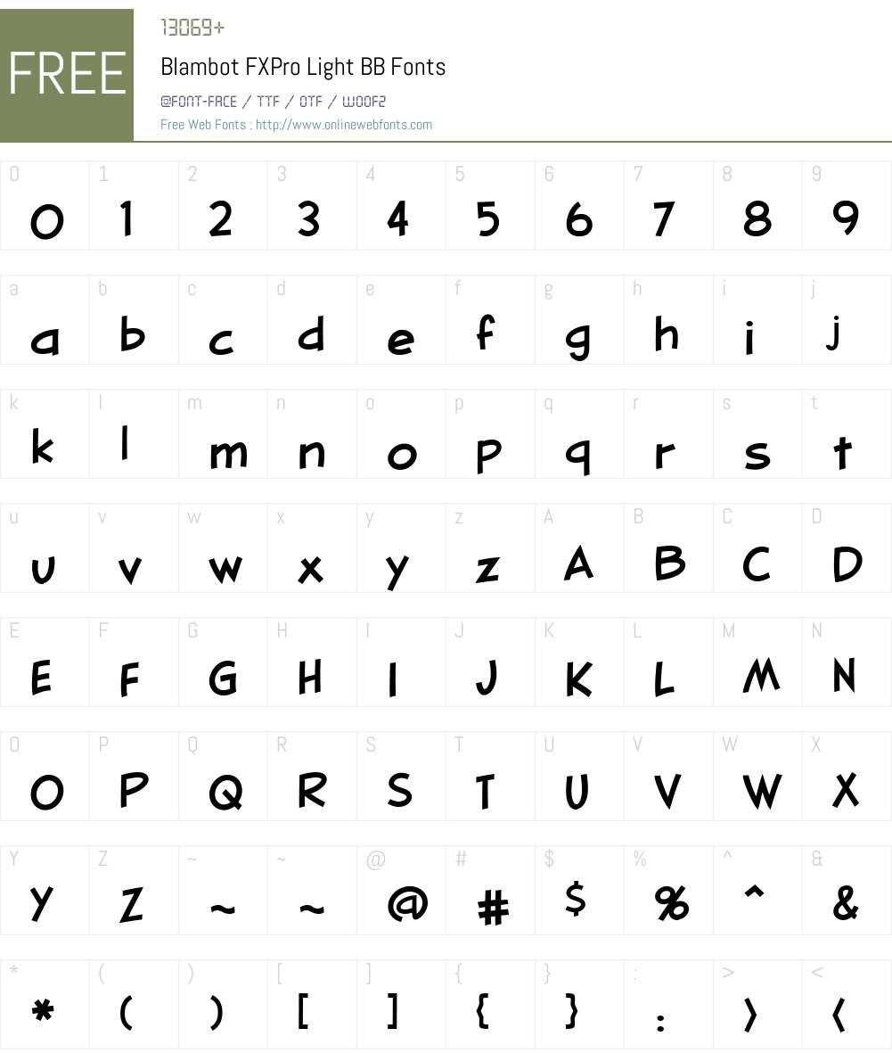 BlambotFXProLightBB Font Screenshots