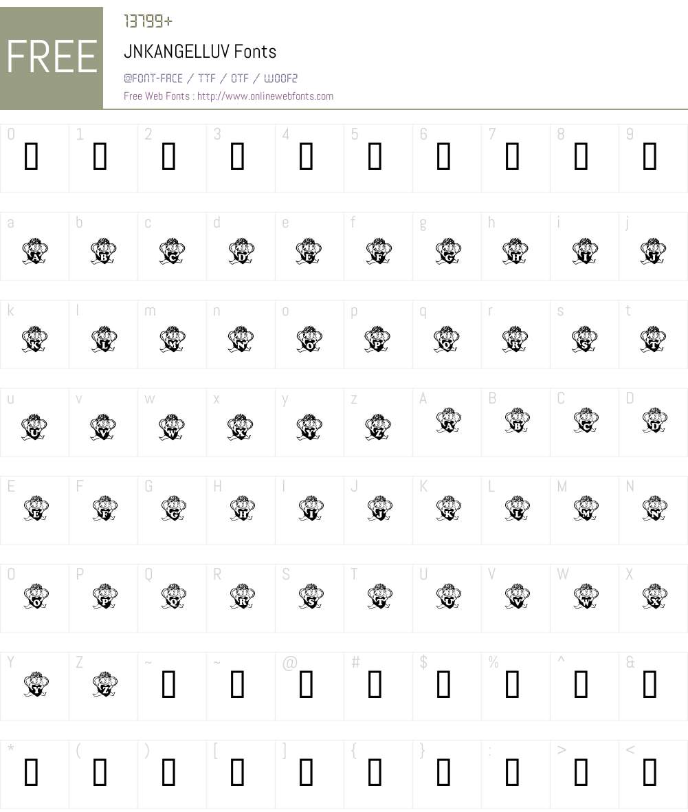 JNKANGELLUV Font Screenshots
