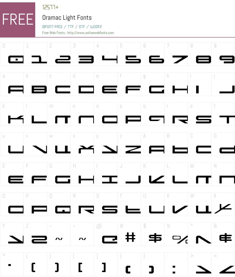 Oramac Light Font Screenshots