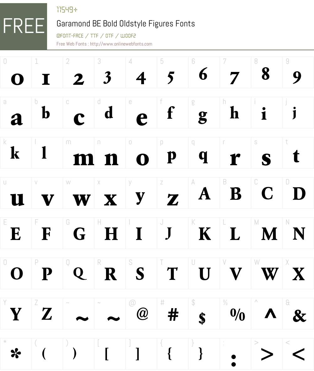Garamond BE Font Screenshots