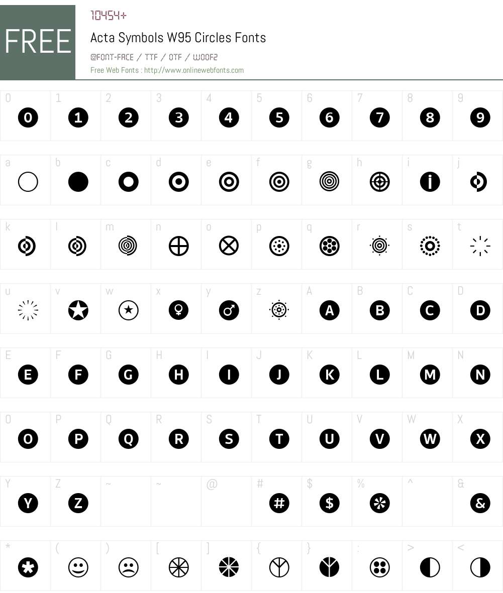 ActaSymbolsW95-Circles Font Screenshots