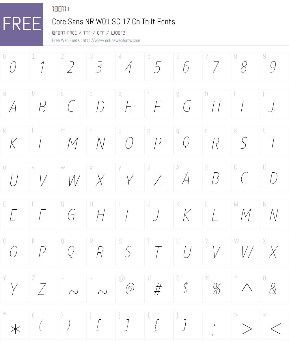 CoreSansNRW01-SC17CnThIt Font Screenshots