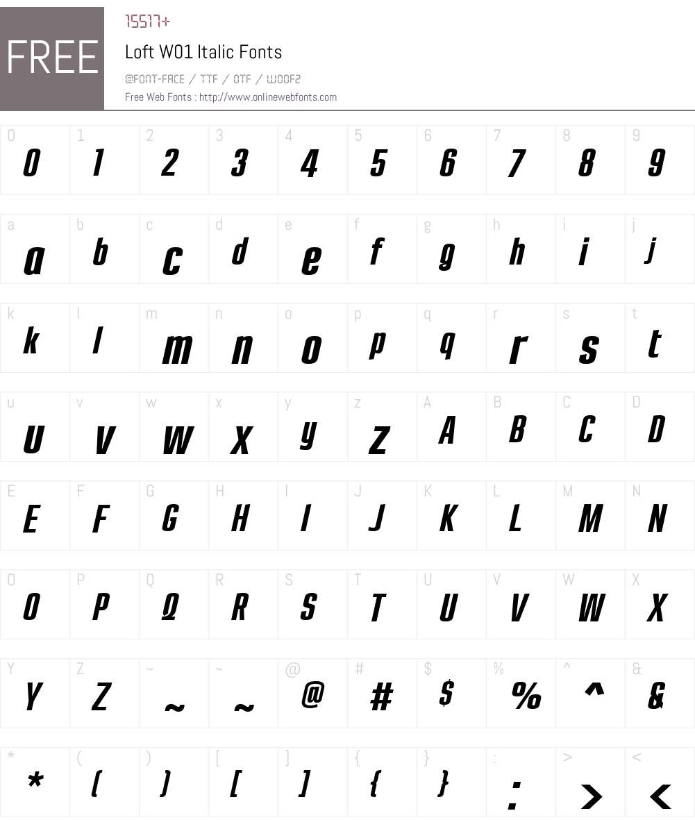 LoftW01-Italic Font Screenshots