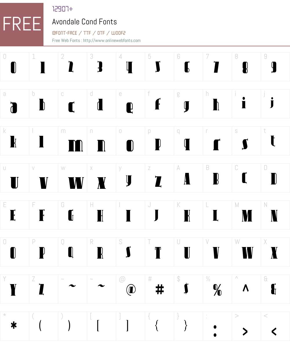 Avondale Cond Font Screenshots