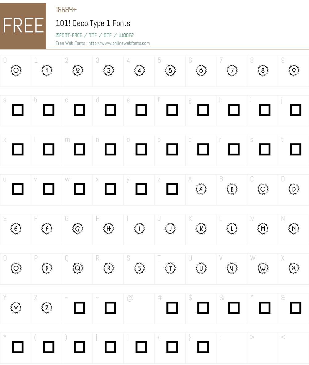 101! Deco Type 1 Font Screenshots