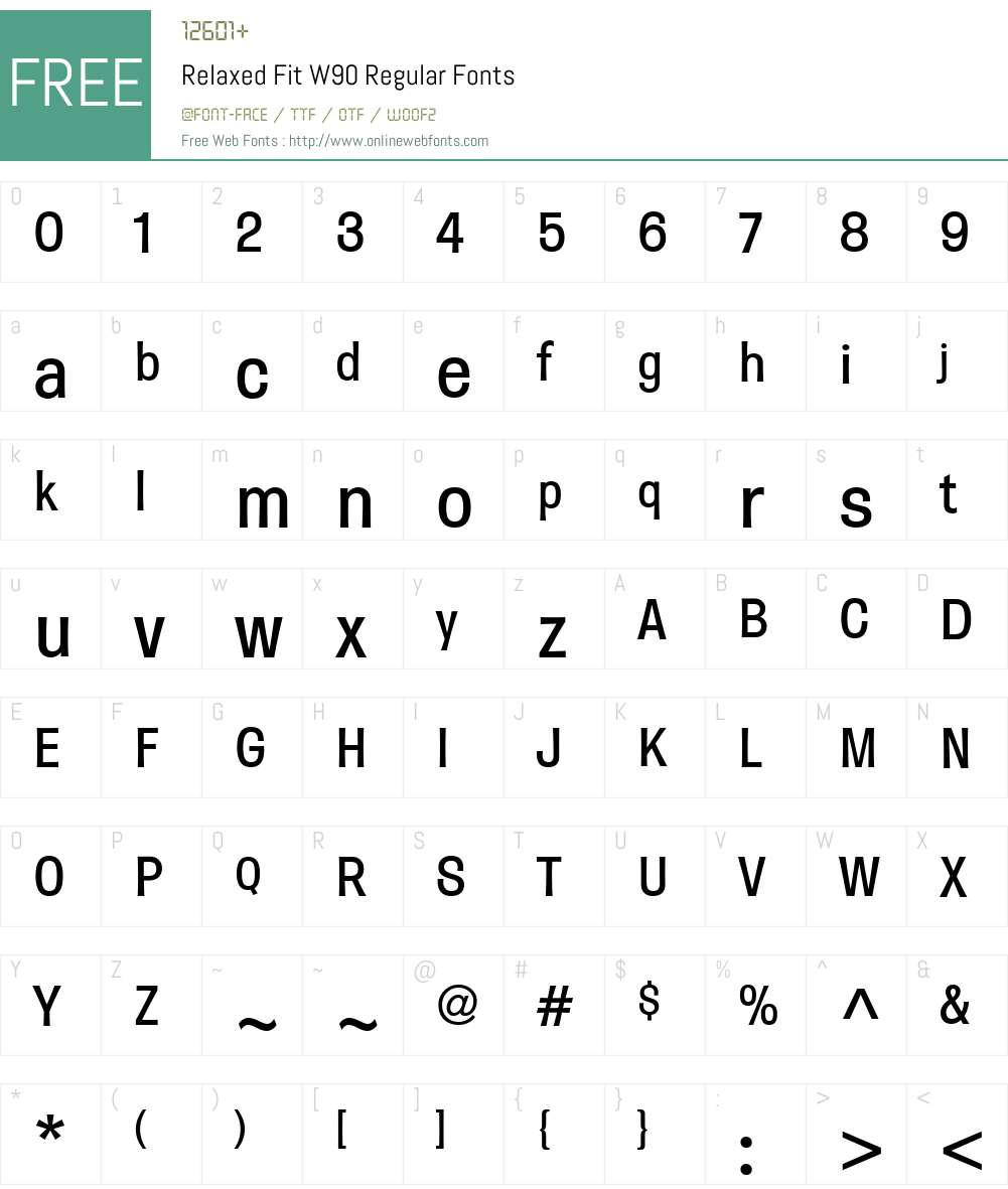 RelaxedFitW90-Regular Font Screenshots
