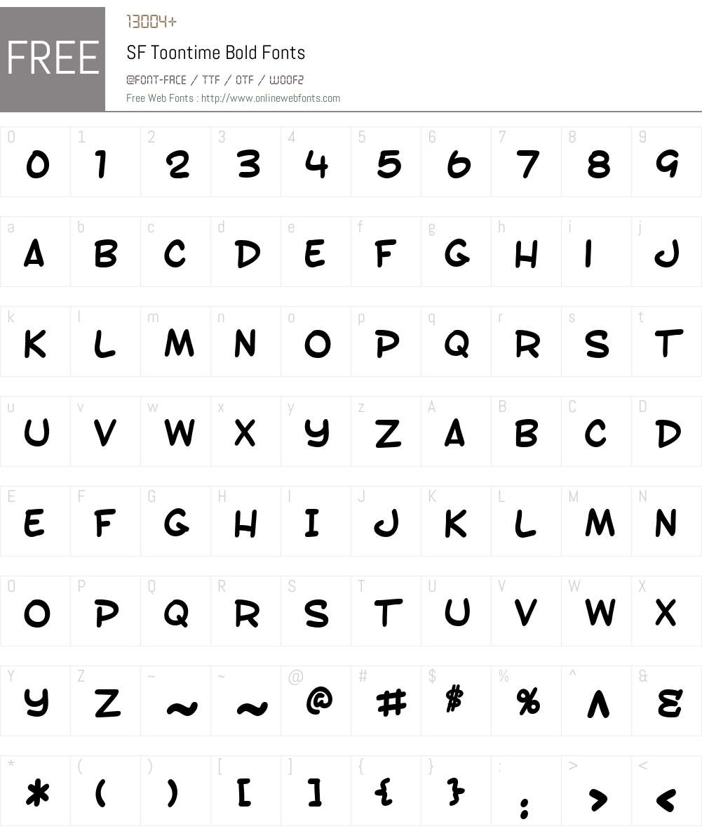 SF Toontime Font Screenshots