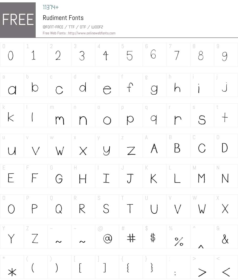 Rudiment Font Screenshots