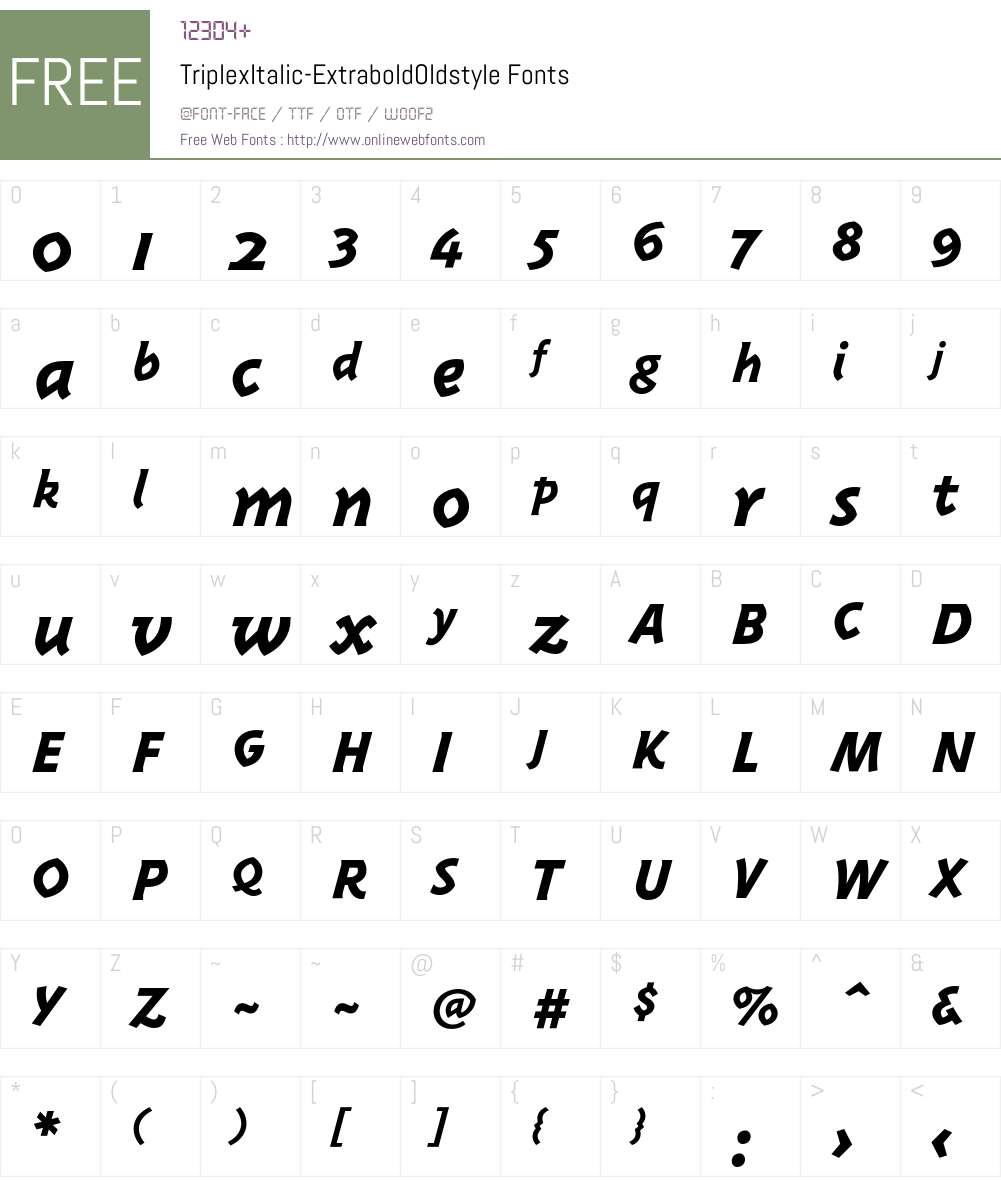 TriplexItalic Font Screenshots