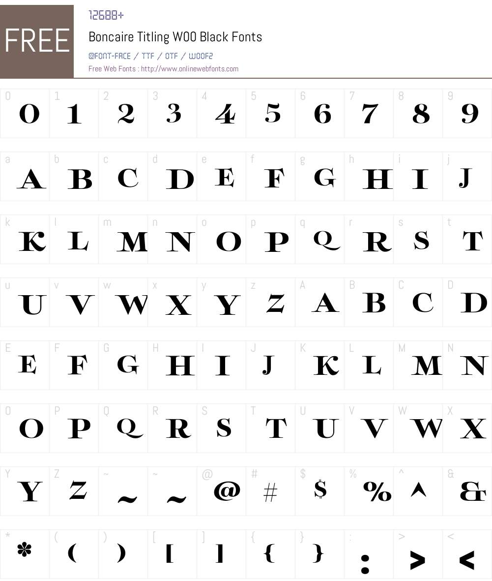 BoncaireTitlingW00-Black Font Screenshots