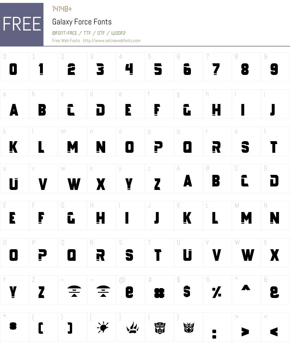 Galaxy Force Font Screenshots