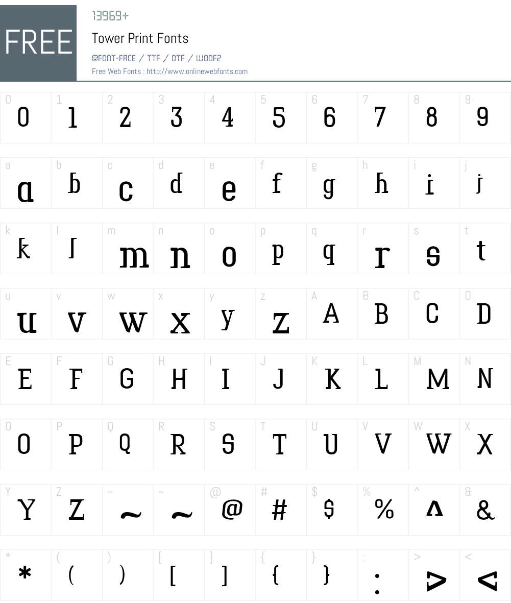 Tower Print Font Screenshots