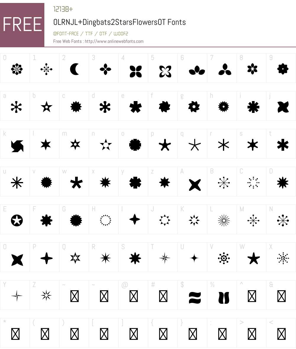 OLRNJL+Dingbats2StarsFlowersOT Font Screenshots