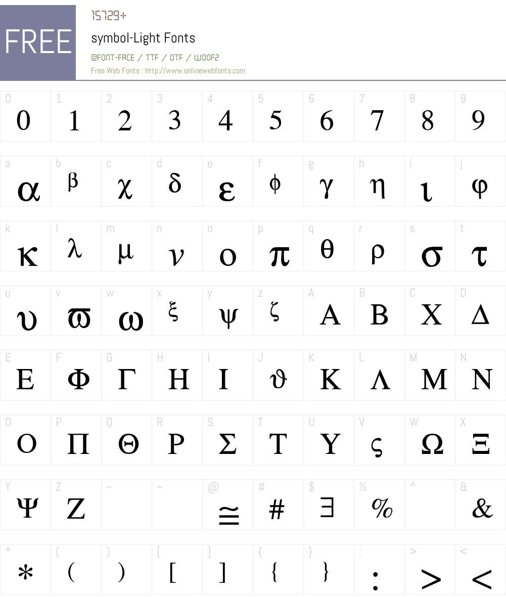 symbol-Light Font Screenshots