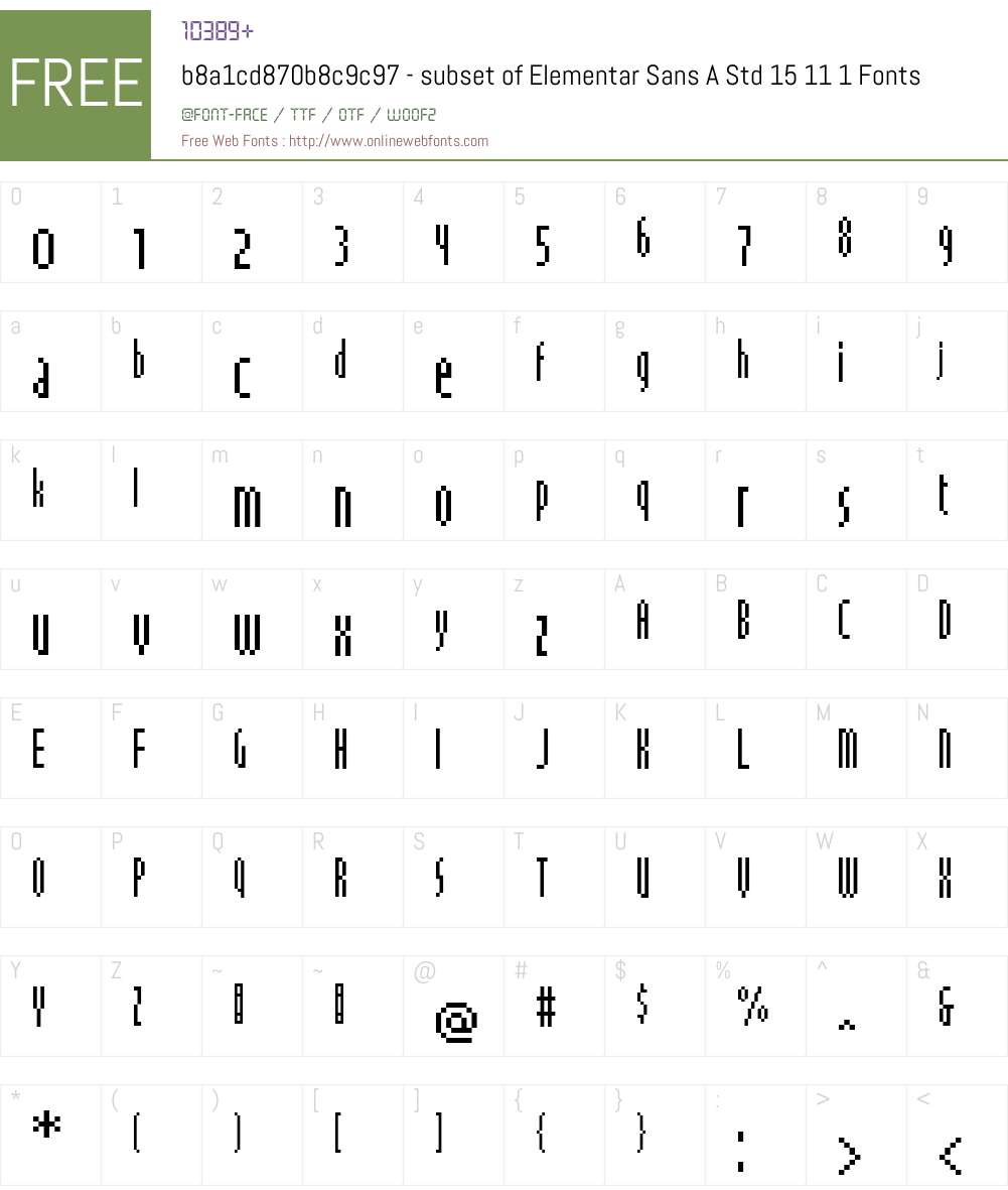 b8a1cd870b8c9c97 - subset of Elementar Sans A Std Font Screenshots