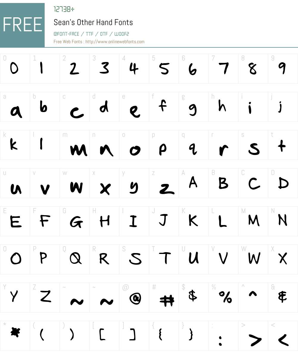 Sean's Other Hand Font Screenshots