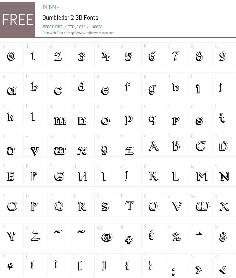 Dumbledor 2 3D Font Screenshots