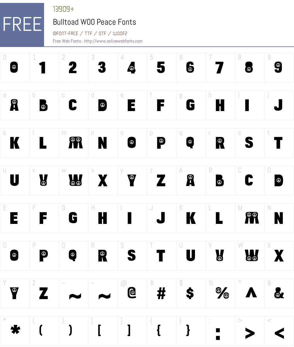 BulltoadW00-Peace Font Screenshots